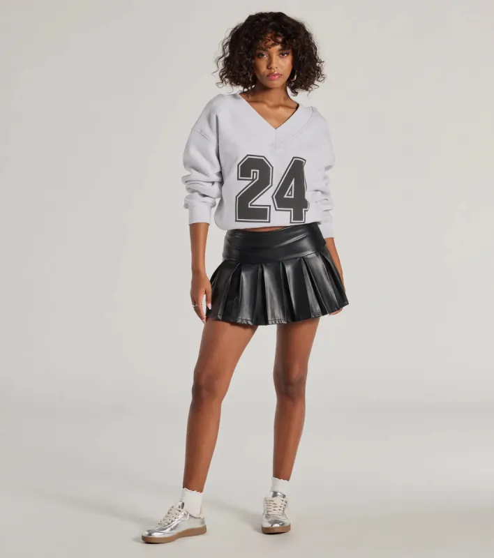 Playful Pleats Faux Leather Drop Waist Skort sold by Windsor