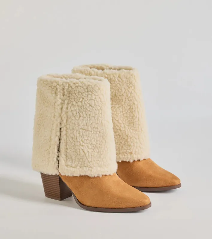 Cozy Vibes Faux Sherpa Foldover Booties sold by Windsor