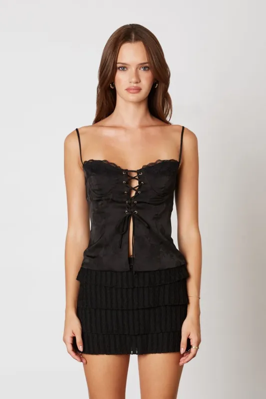 Lace Up Jacquard Bustier Top sold by Cotton Candy LA