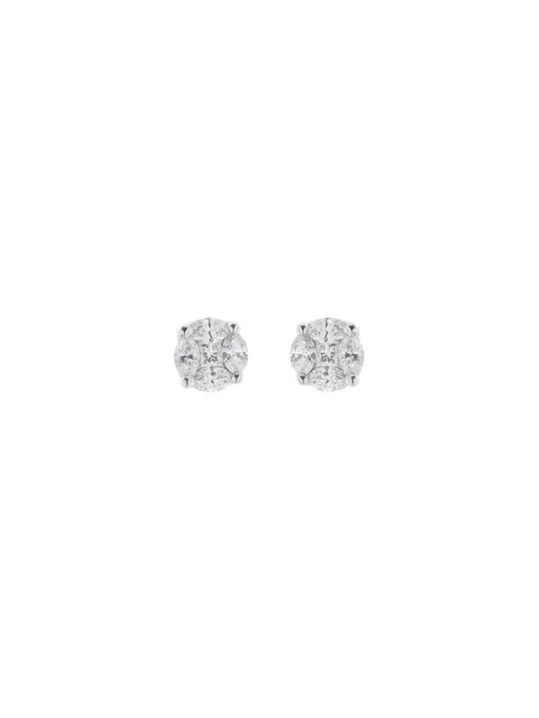 0.76ct Diamond 18K Gold Illusion Stud Earrings sold by Wish Fine Jewelry