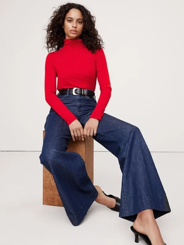 Luxe Wool-Blend Turtleneck T-Shirt sold by Banana Republic