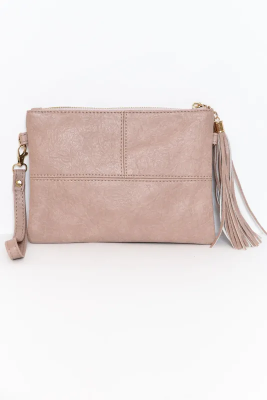 Brynn Blush Tassel Crossbody Bag sold by Blue Bungalow