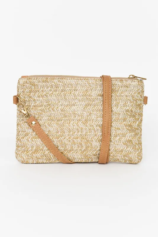 Zila Natural Woven Crossbody Bag sold by Blue Bungalow