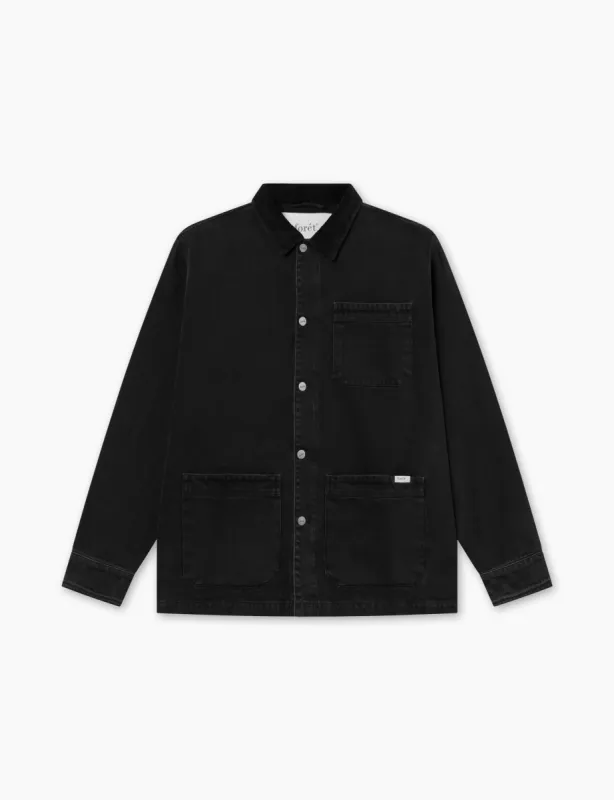 ROWAN OVERSHIRT - WASHED BLACK DENIM sold by Foret