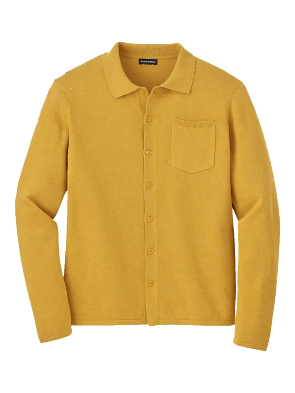 Supima Cotton Button Front Polo - Mustard sold by Paul Fredrick
