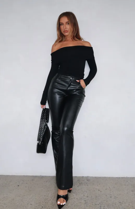 Good Luck Guaranteed PU Pants Black sold by White Fox Boutique
