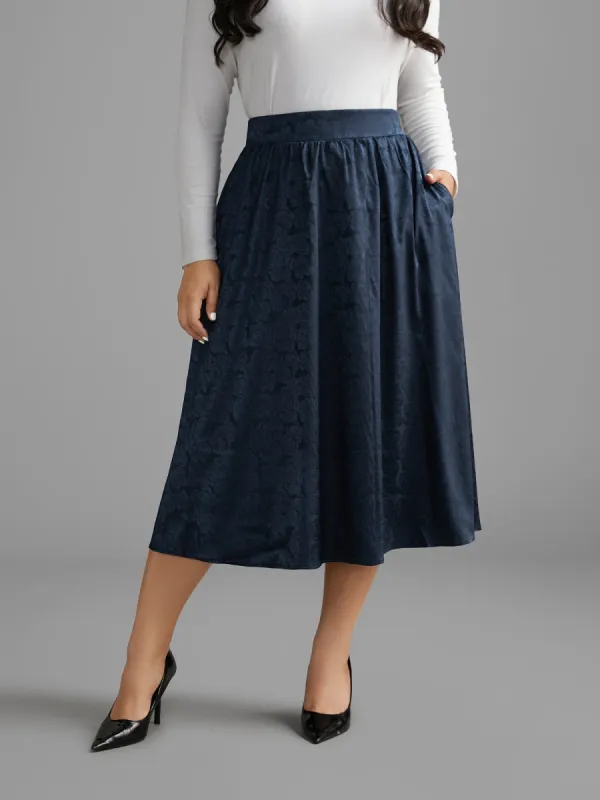Textured Floral Elastic Waist Pocket Skirt sold by Bloomchic