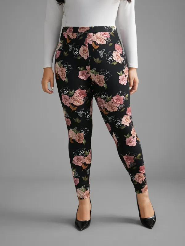 Floral Mid Rise Skinny Leggings sold by Bloomchic