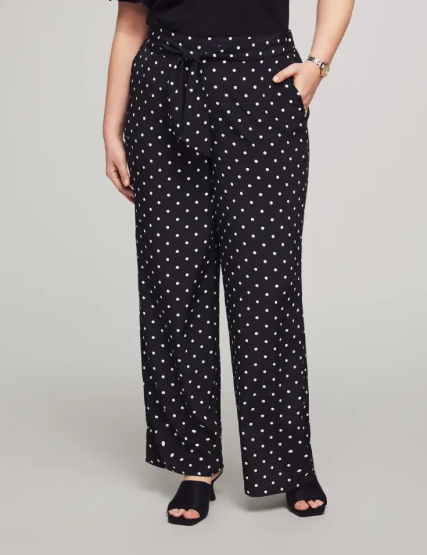 Plus Size Printed Pull On Self Tie Wide Leg Pant - Sale sold by Anne Klein
