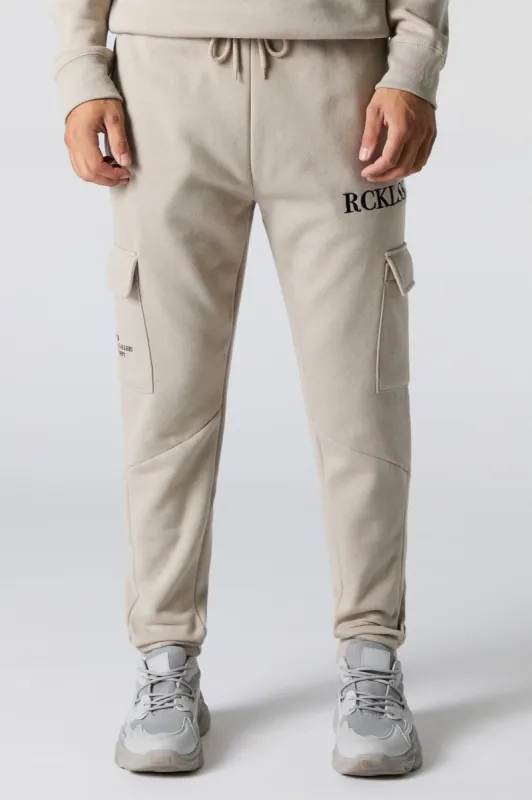 Embroidered Fleece Cargo Jogger sold by Urban Planet