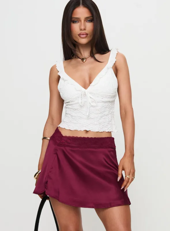 For Me Mini Skirt Burgundy sold by Princess Polly