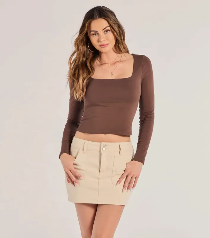 Back To Basics Cropped Long Sleeve Top sold by Windsor