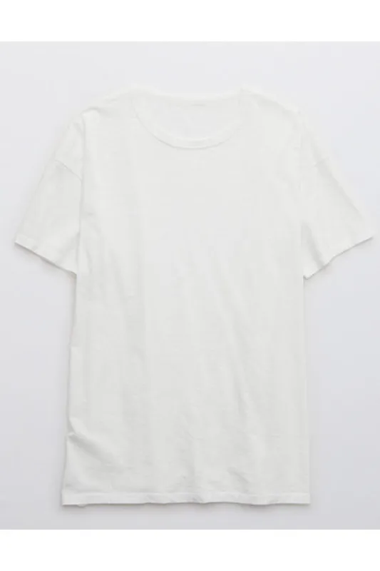 Aerie Distressed Basic Boyfriend T-Shirt Women's White XS sold by American Eagle