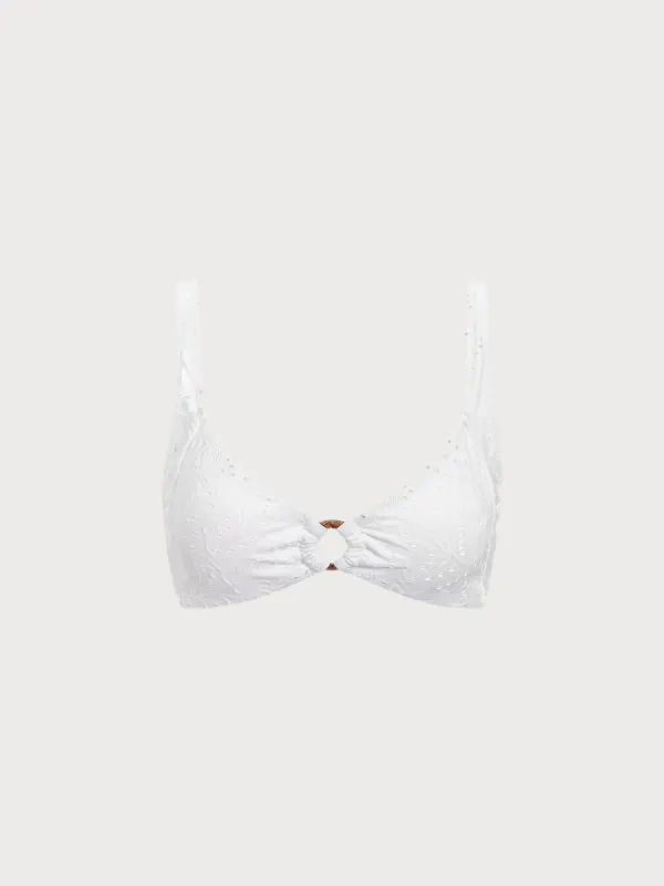 White Paisley O-Ring Bikini Top sold by BERLOOK