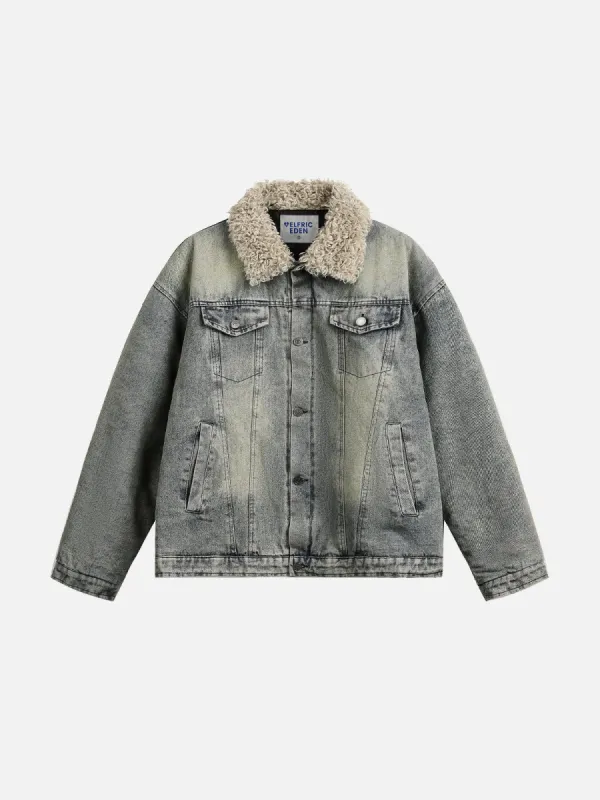 Aelfric Eden Sherpa Collar Washed Denim Coat sold by Aelfric Eden