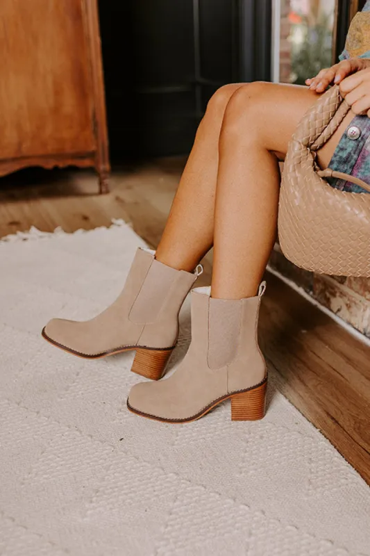 The Autumn Faux Nubuck Bootie in Iced Latte sold by Impressions