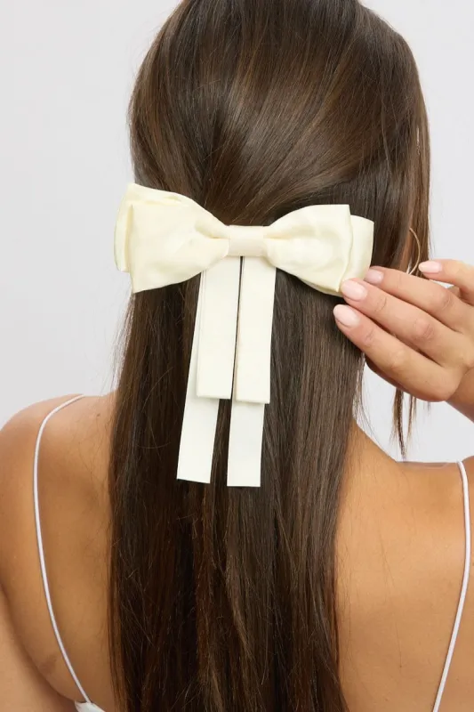 White Bow Hair Clip sold by Ally Fashion