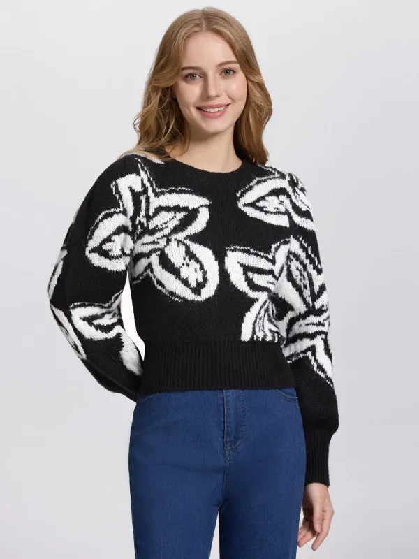 Savannah: Floral Jacquard Crewneck Sweater sold by 525 America