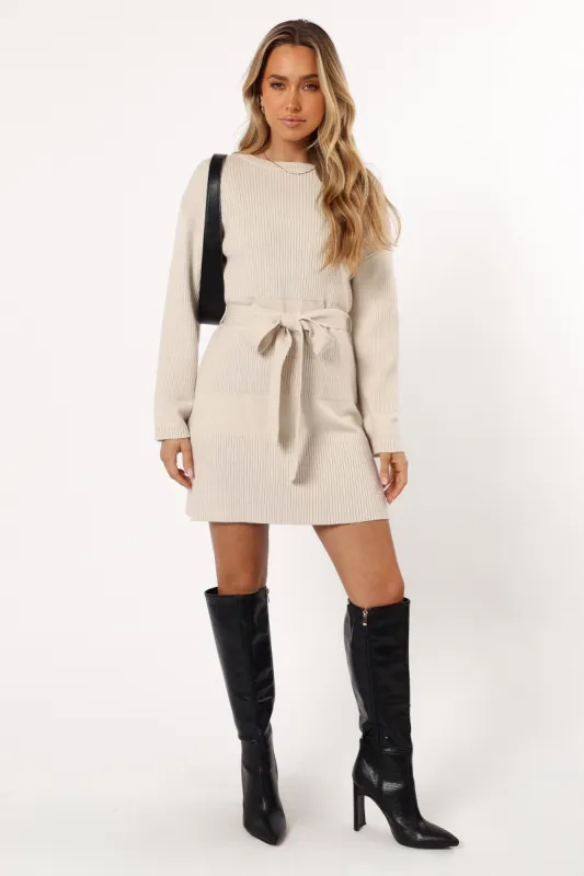 Lucca Mini Sweater Dress - Bone sold by Petal & Pup