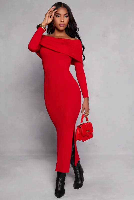 Side Slit Off The Shoulder Maxi Dress sold by Rainbow