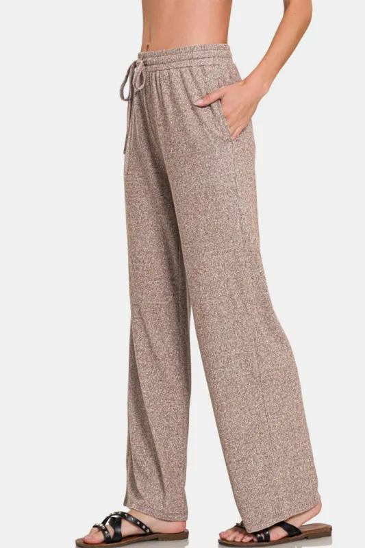 Zenana Drawstring Wide Leg Pants with Side Pockets sold by Charming Charlie