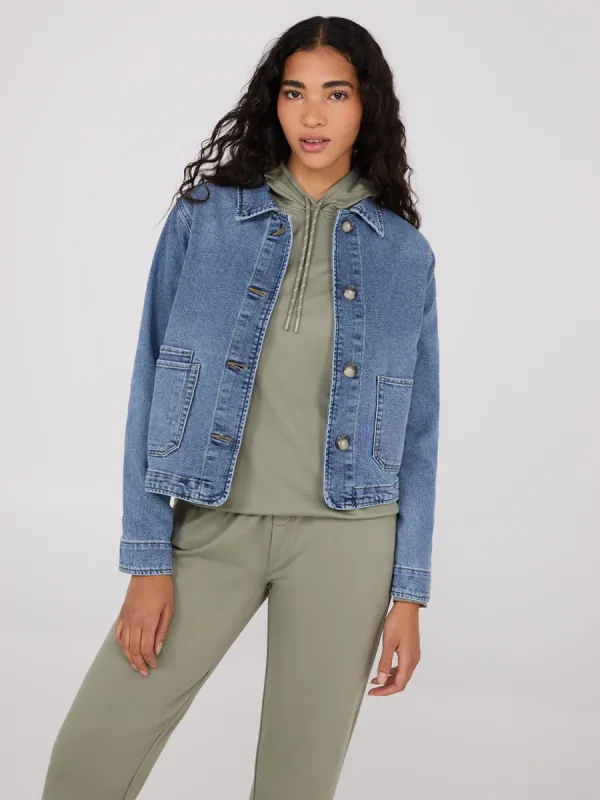 Button-Front Denim Jacket sold by Suzy Shier