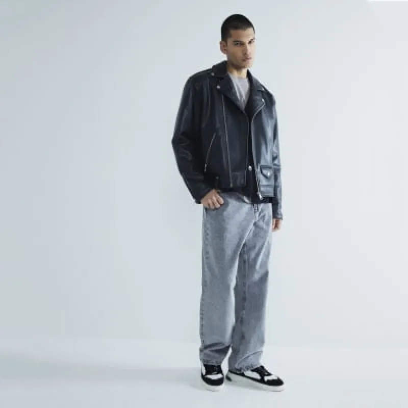 Black Faux Leather Biker Jacket sold by River Island