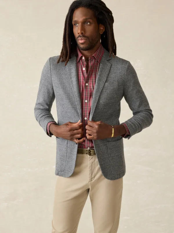 Inlet Knit Tweed Blazer - Steel Rock Herringbone sold by Faherty