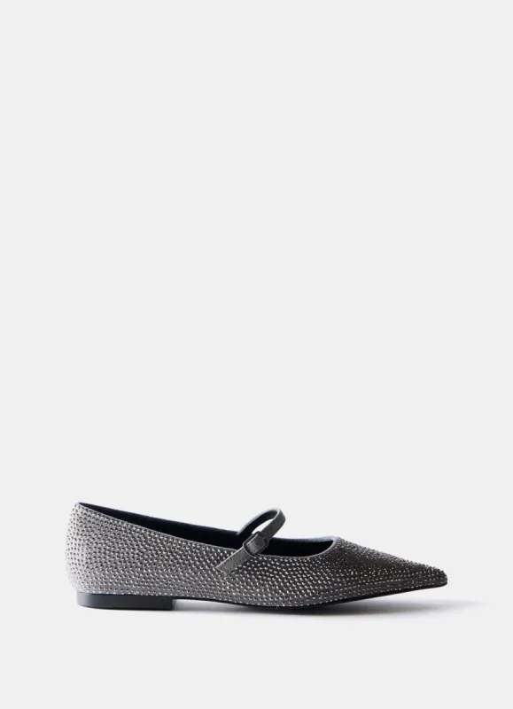 Silver Pointed Toe Embellished Flats sold by Mint Velvet