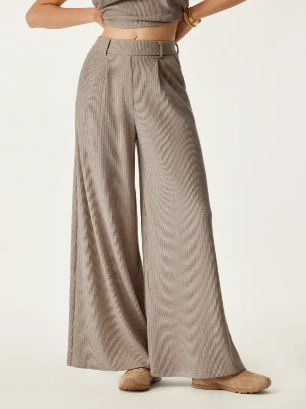 High Waisted Plicated Wide Leg Pant sold by ogl move