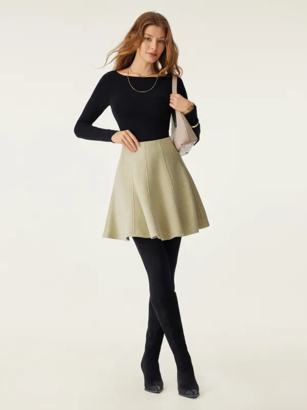 High Waisted Flare Hem Mini Skirt sold by ogl move