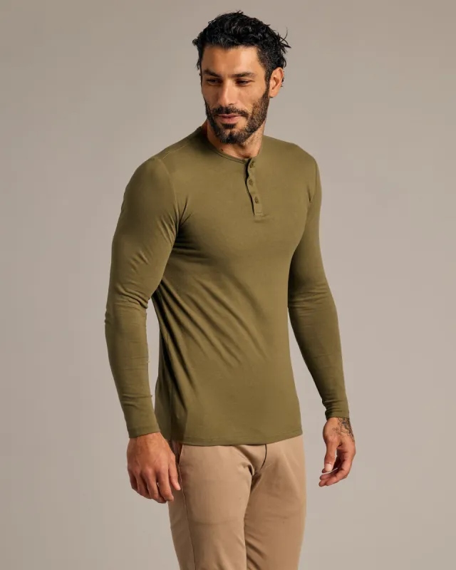 Military Green Tall Classic Long Sleeve Henley sold by True Classic