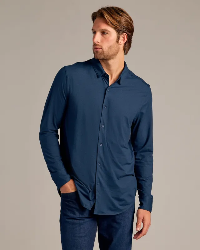 Dark Heather Navy Long Sleeve Do-It-All Comfort Shirt sold by True Classic