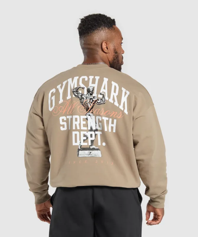 Gymshark Trophy Graphic Crew - Cement Brown sold by Gymshark