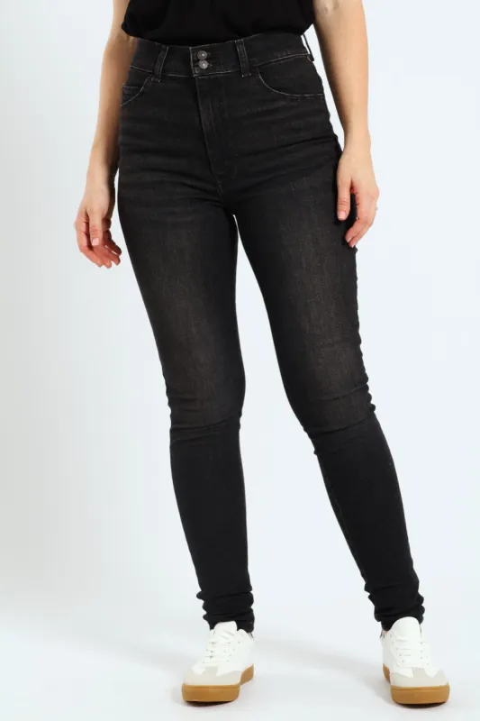 Retro High Real Time Skinny Jeans - Black sold by Edgars