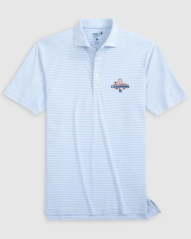 Los Angeles Dodgers Stetsons Mesh Performance Polo - 2024 World Series Champions Logo sold by Johnnie-O