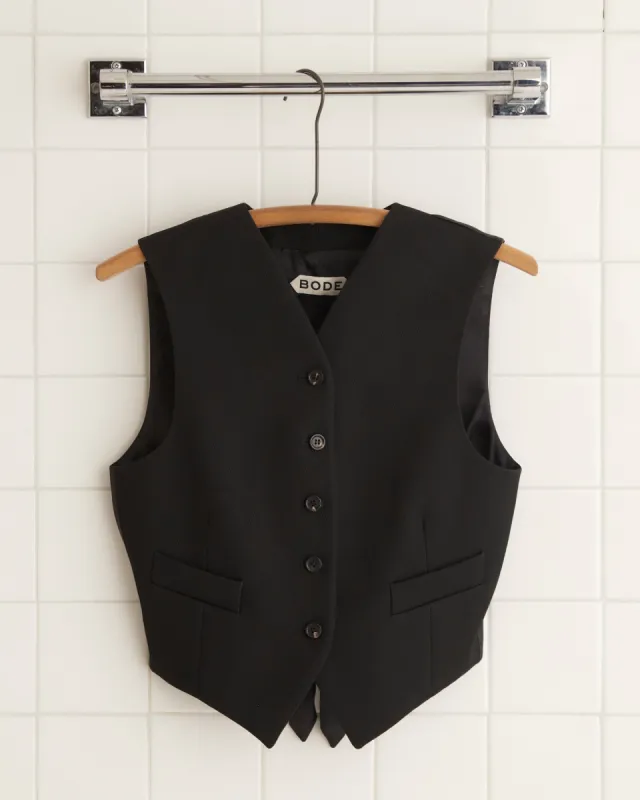 Riding Twill Waistcoat - Black sold by BODE
