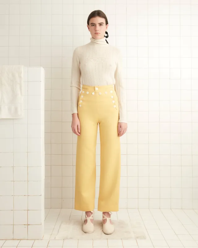Riding Twill Sailor Trousers - Yellow sold by BODE
