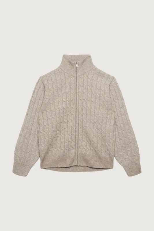 CABLE KNIT ZIP-UP CARDIGAN sold by OAK AND FORT