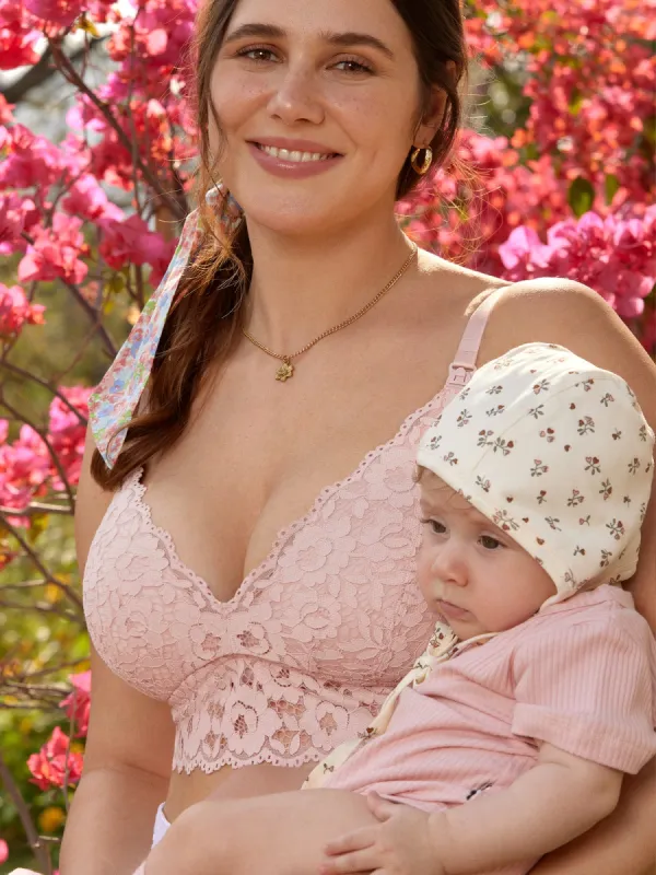 More Coverage Lace Nursing Bralette sold by Essenther