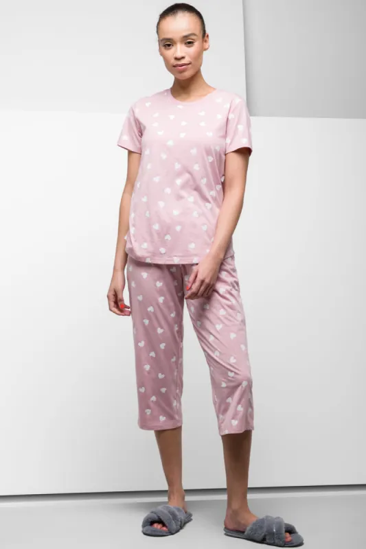 Heart Capri Pyjamas Pink sold by Ackermas