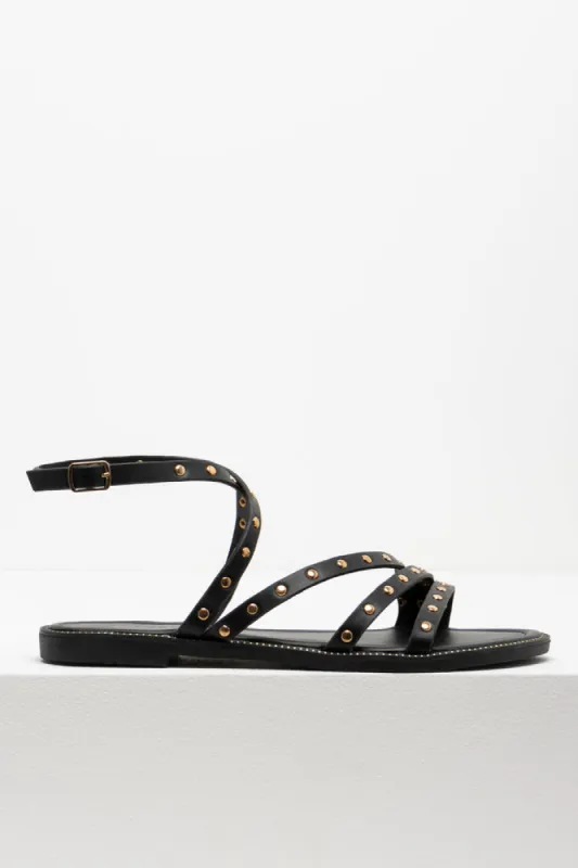 Studded Strappy Sandal Black sold by Ackermas