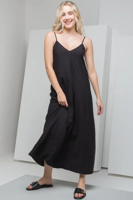 Strappy A-Line Maxi Dress Black sold by Ackermas