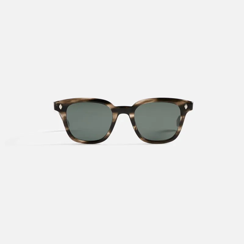 Garrett Leight Broadway Sunglass - Black Sleet Tortoise / Semi Flat Pure Blue Smoke sold by Kith