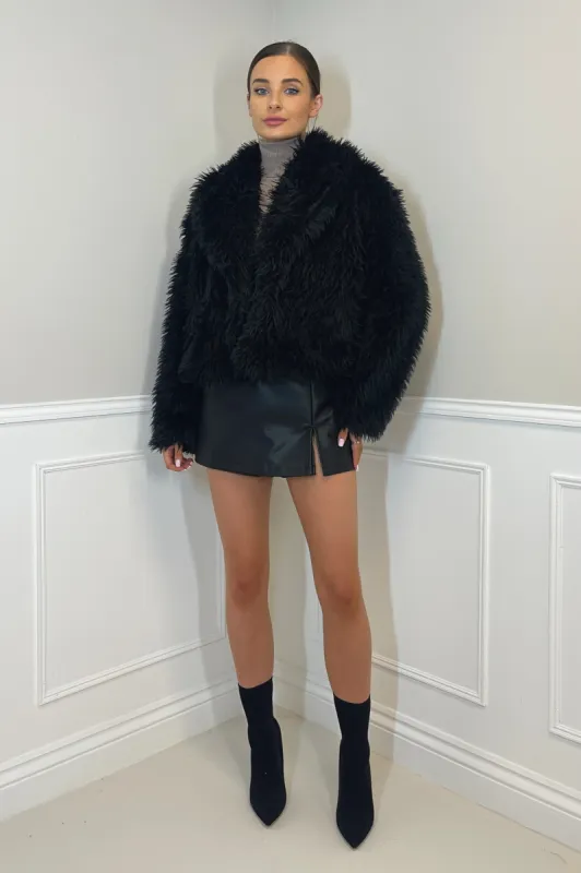 LEXI High Waisted Premium Faux Leather Skort in Black sold by Talliah Rose UK