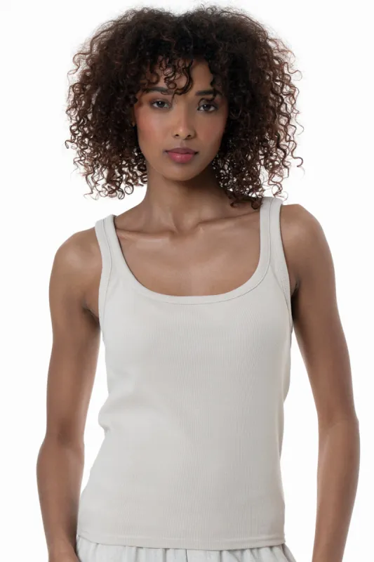 Scoop Neck Tank Top _ 154564 _ Stone sold by Refinery