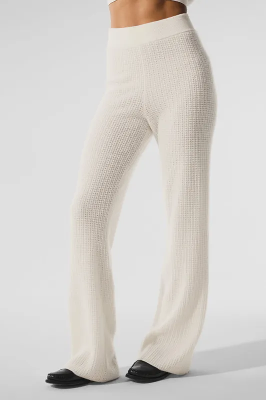 Cashmere High-Waist Plush Waffle Pant - Ivory sold by Alo Yoga