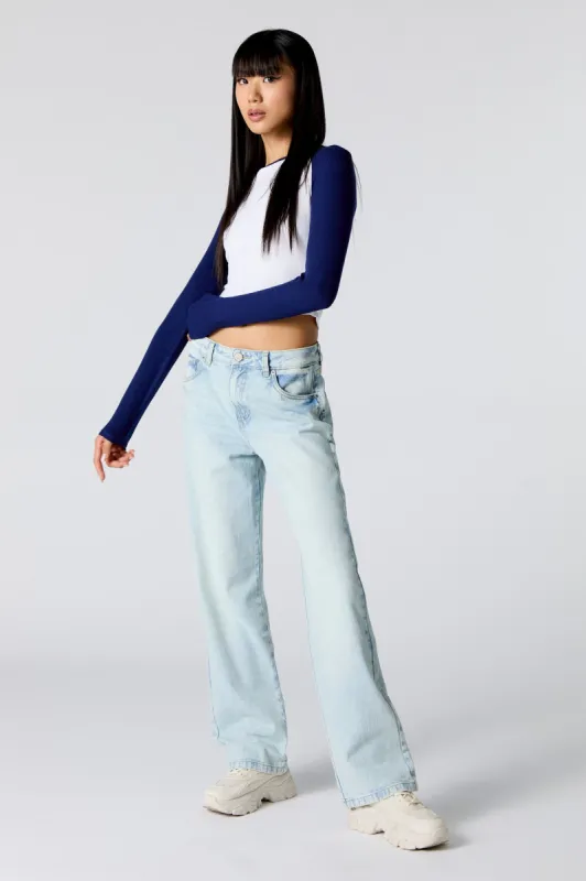 Light Wash Slouchy Straight Leg Jean sold by Charlotte Russe