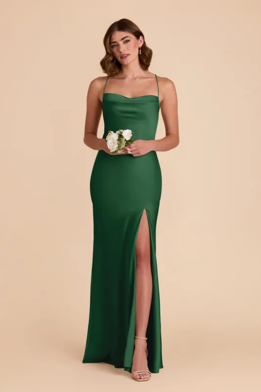 Olivia Matte Satin Dress - Forest Green sold by Birdy Grey