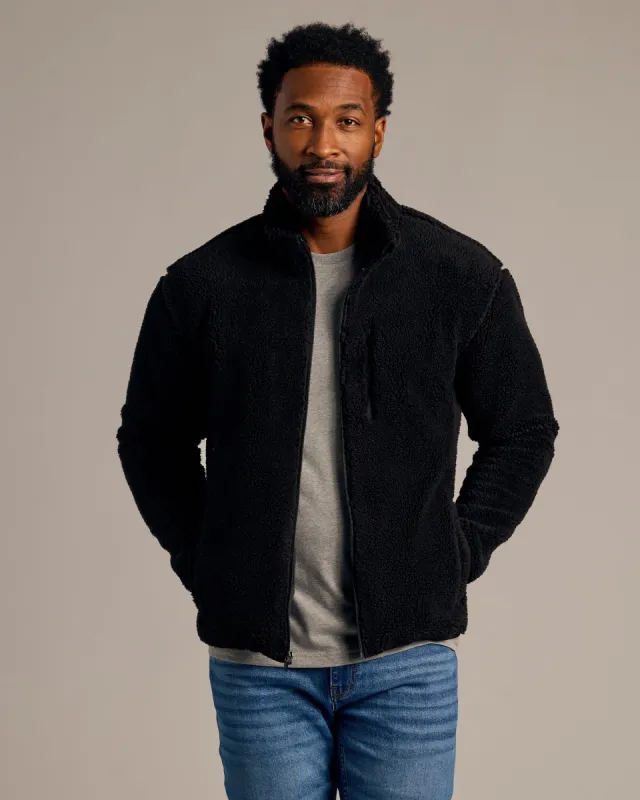 Black Sherpa Full Zip Jacket sold by True Classic